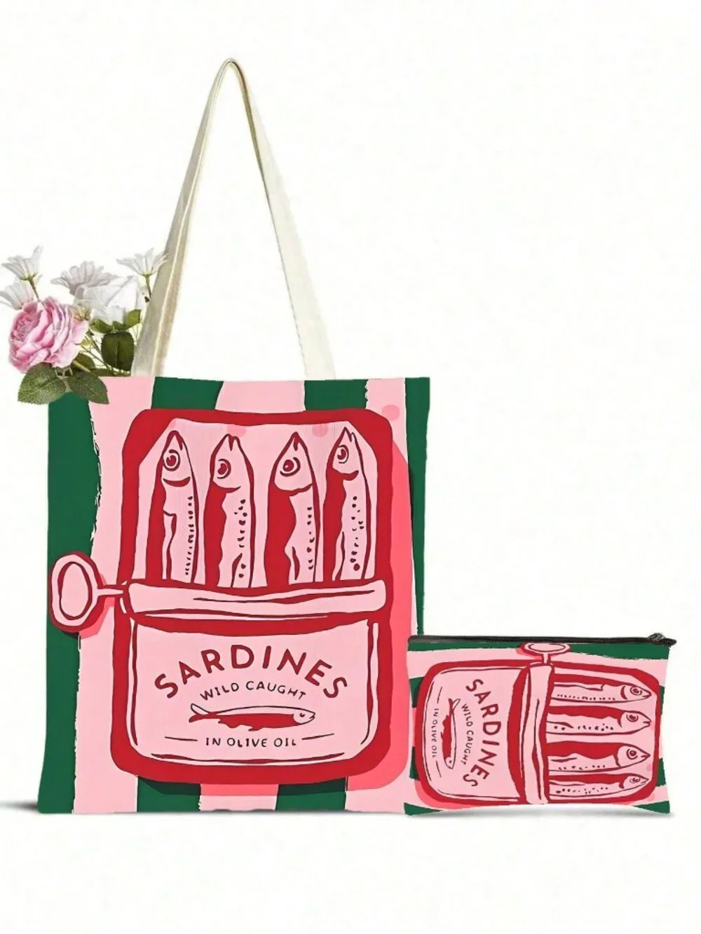 Multicolor Fashionable Women's Reusable Tote Bag Handbag with Cosmetic bag Set